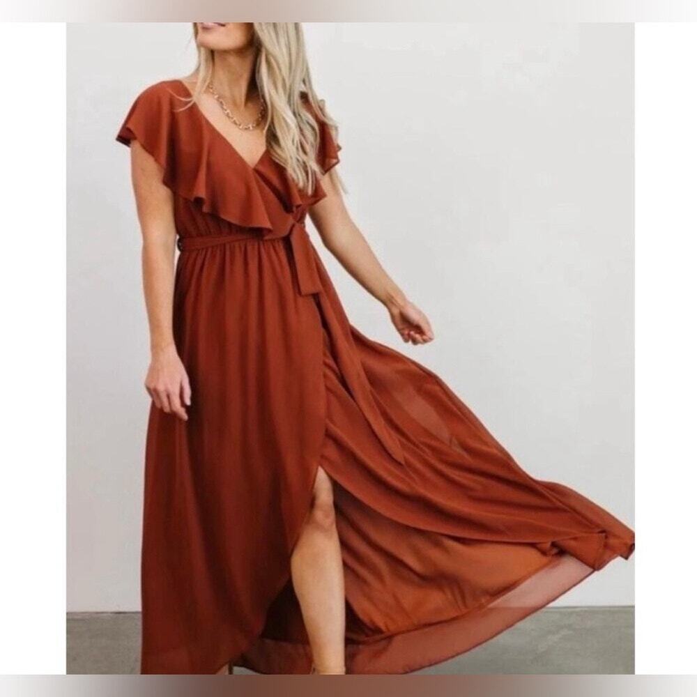 Baltic Born Dress Katya Maxi Bridesmaid Wedding Boho Rust Orange Brown Size XL